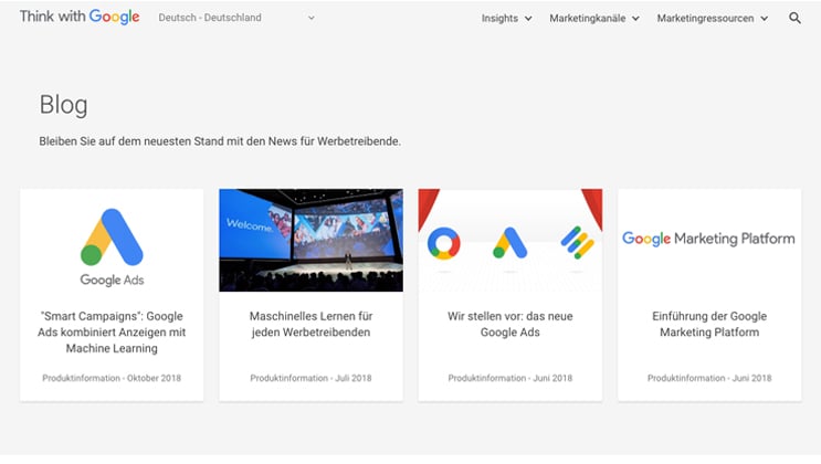 think with google blog page